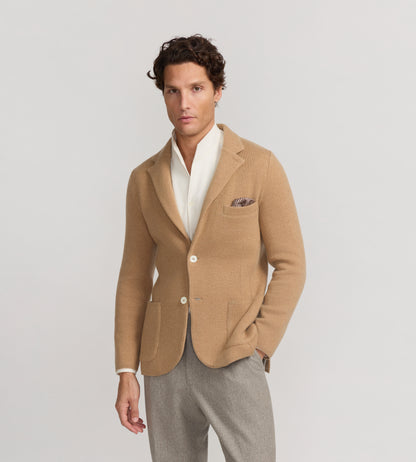 Cardigan droit en cachemire camel