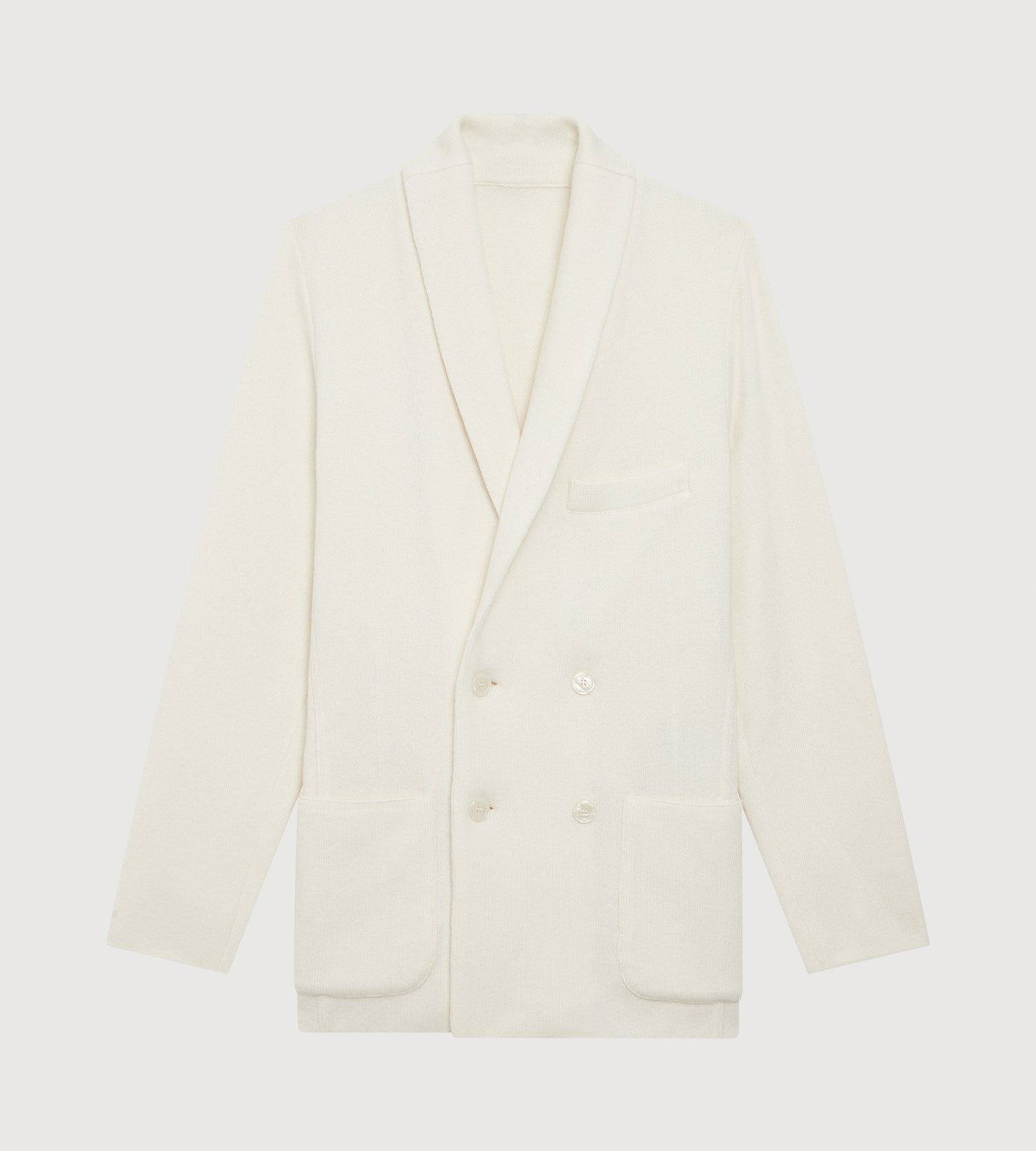 Cardigan croisé en cachemire ivoire à col châle