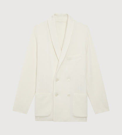 Cardigan croisé en cachemire ivoire à col châle