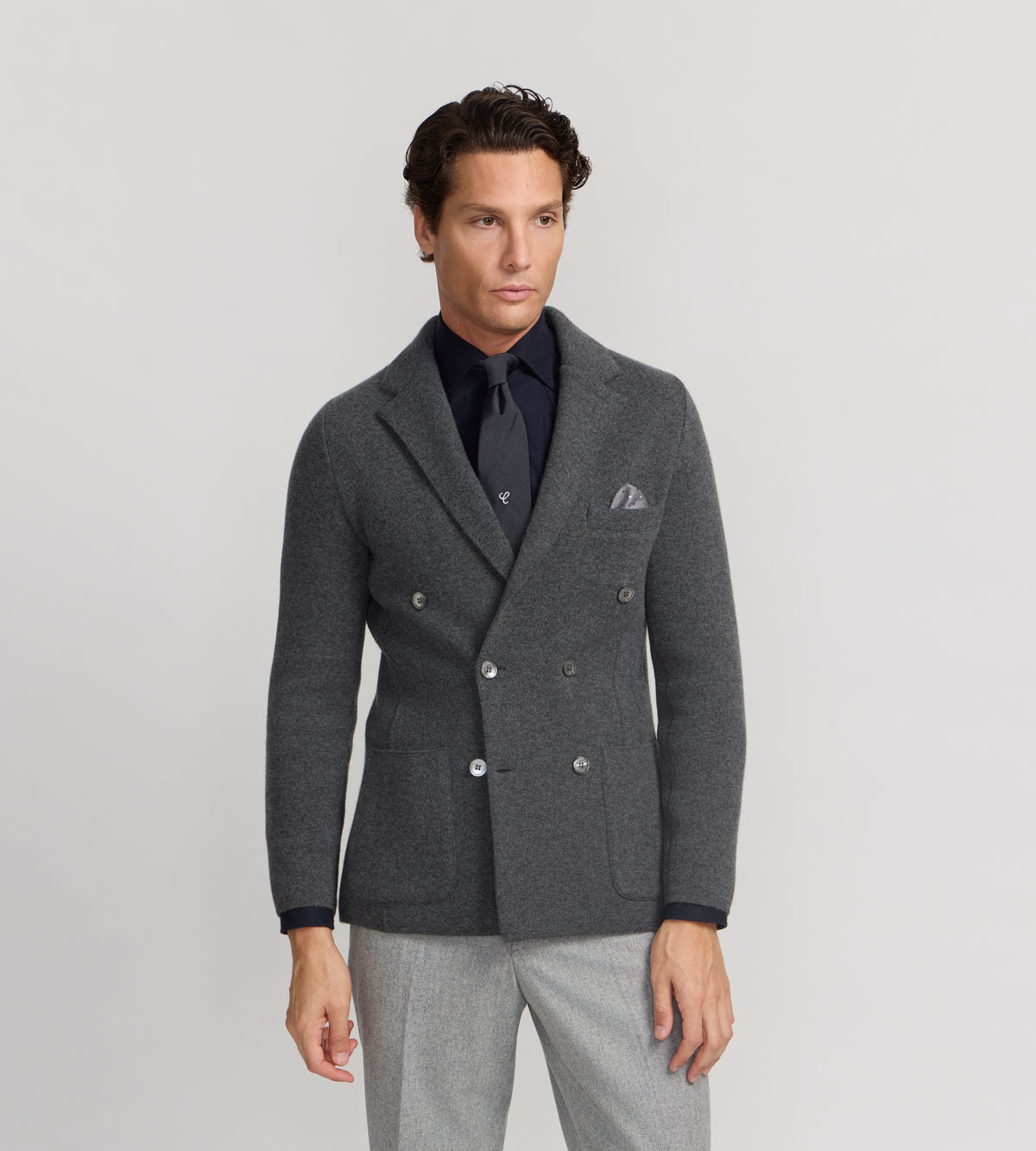 Cardigan croisé en cachemire gris