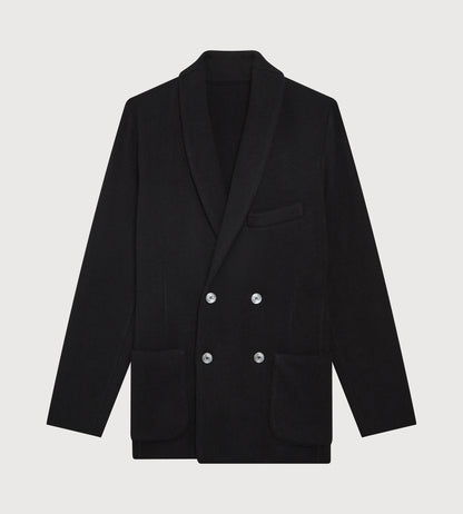 Cardigan croisé en cachemire noir à col châle