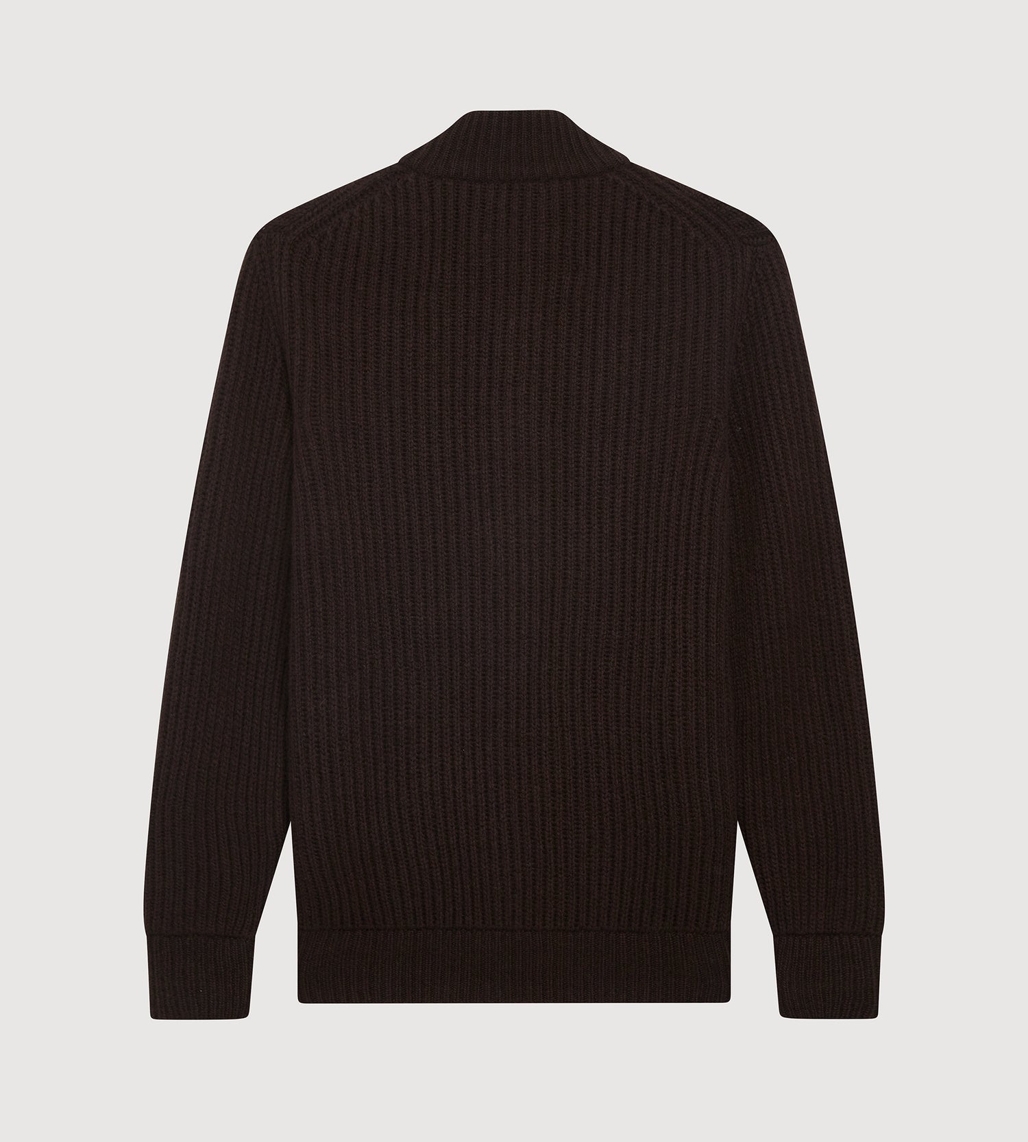 Pull à zip en laine &amp; cachemire marron foncé