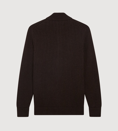 Pull à zip en laine &amp; cachemire marron foncé