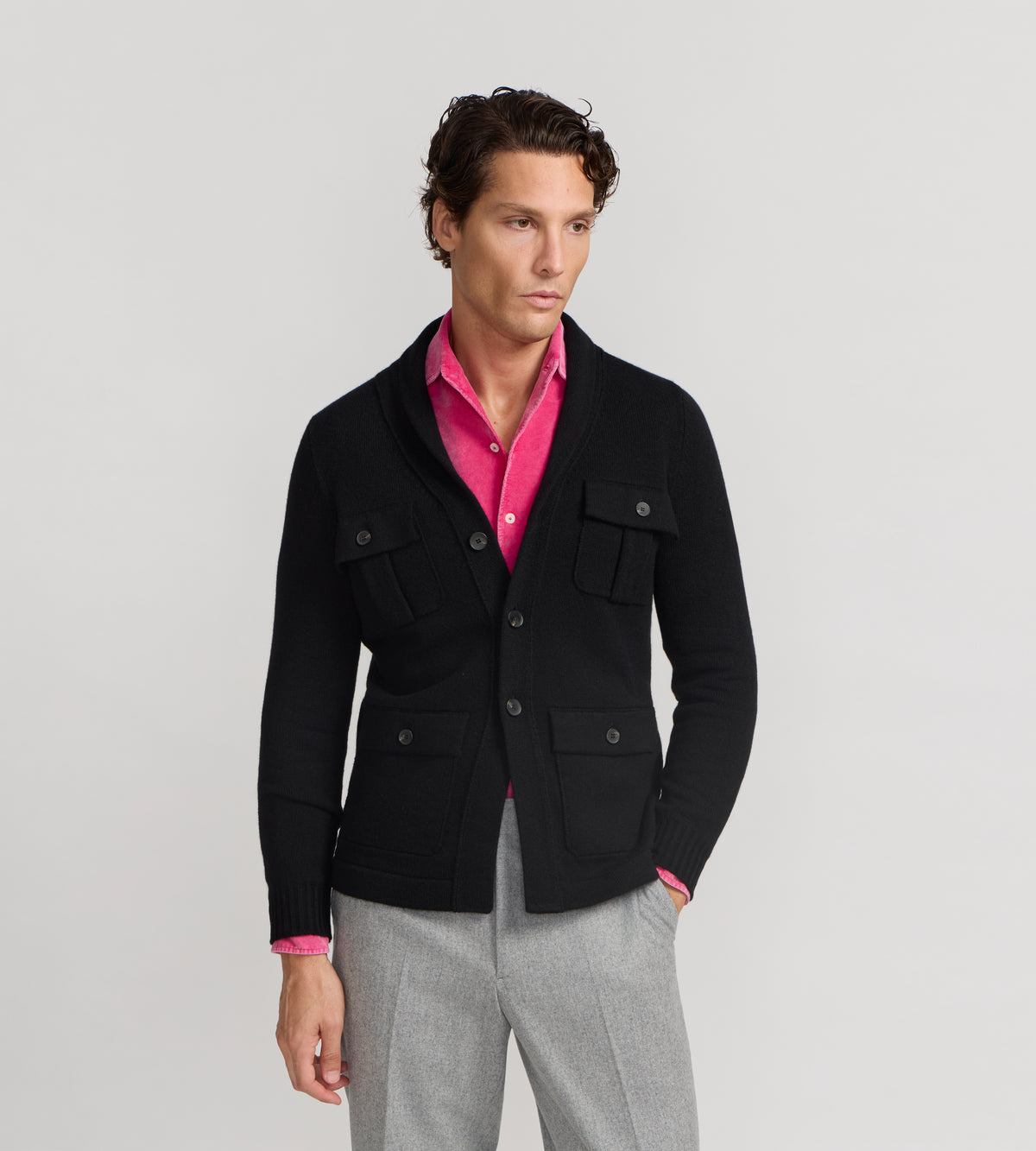 Cardigan droit en cachemire noir