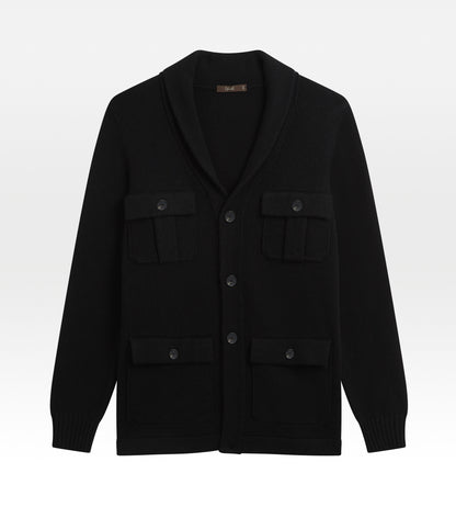 Cardigan droit en cachemire noir
