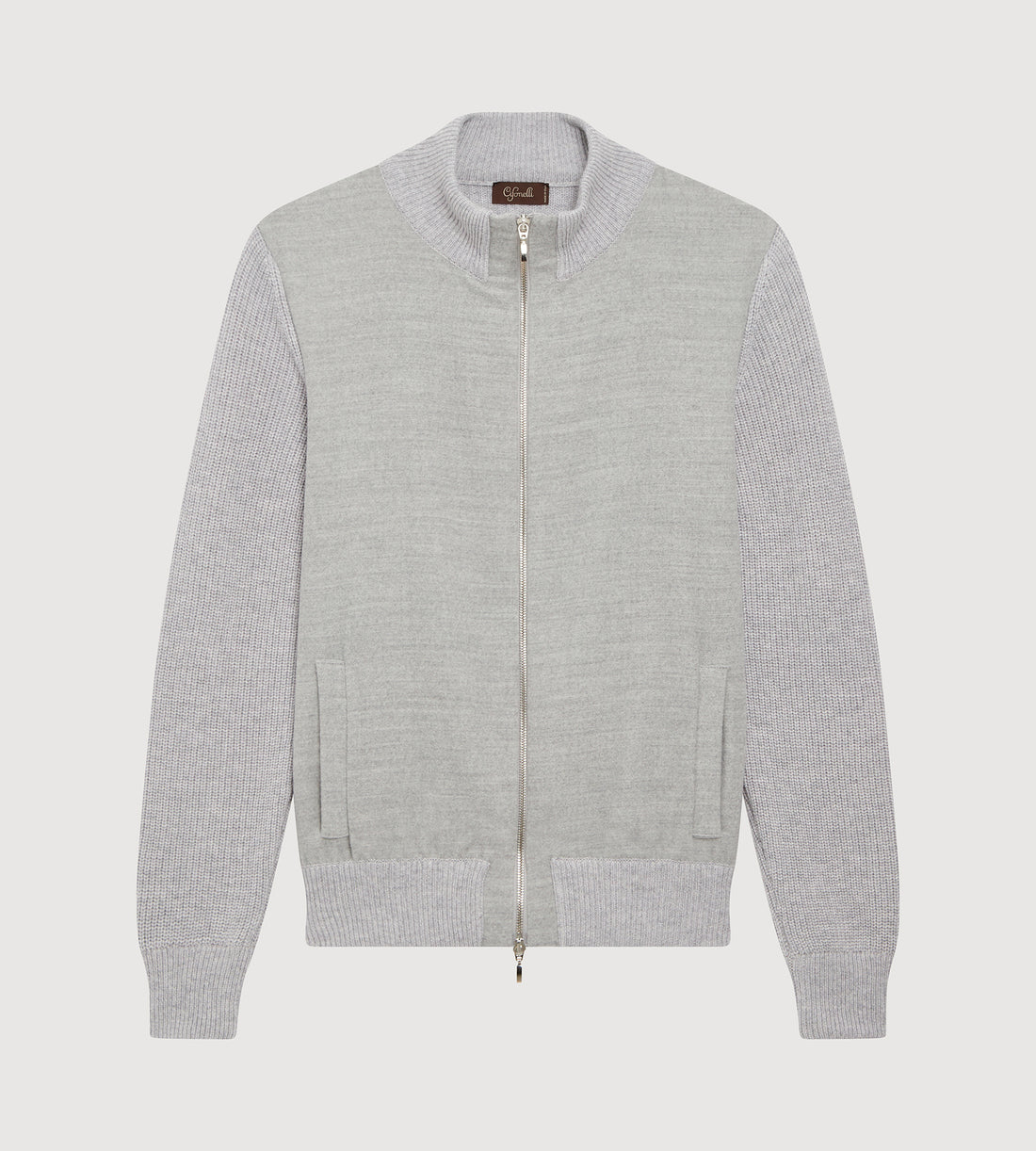 Cardigan zippé gris en laine &amp; cachemire