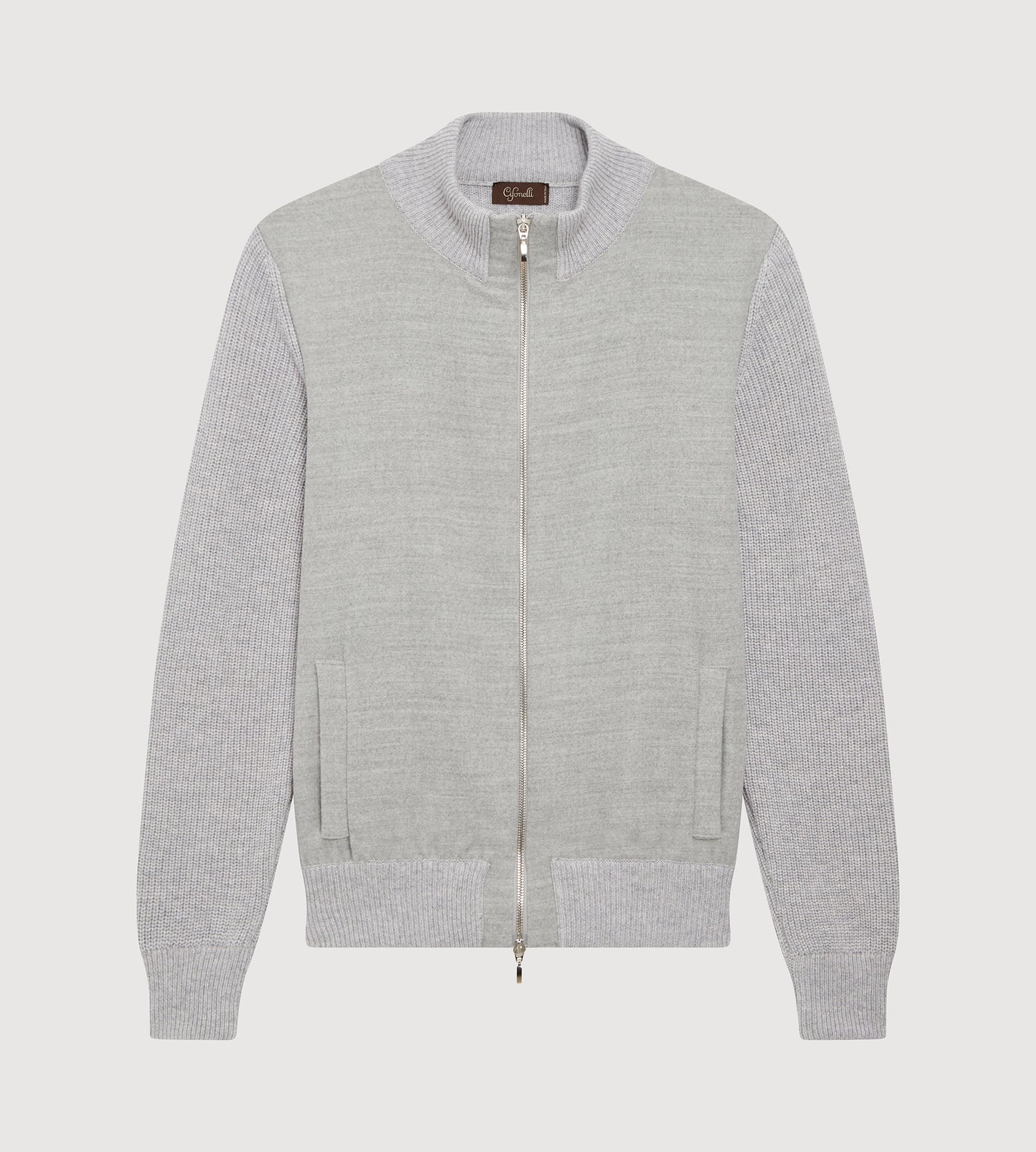 Cardigan zippé gris en laine &amp; cachemire