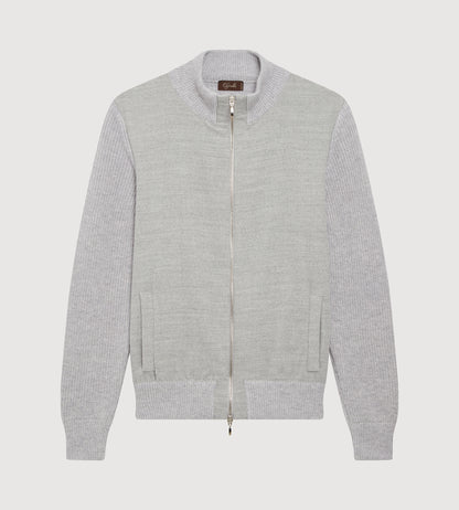 Cardigan zippé gris en laine &amp; cachemire