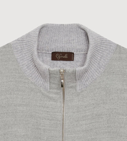 Cardigan zippé gris en laine &amp; cachemire