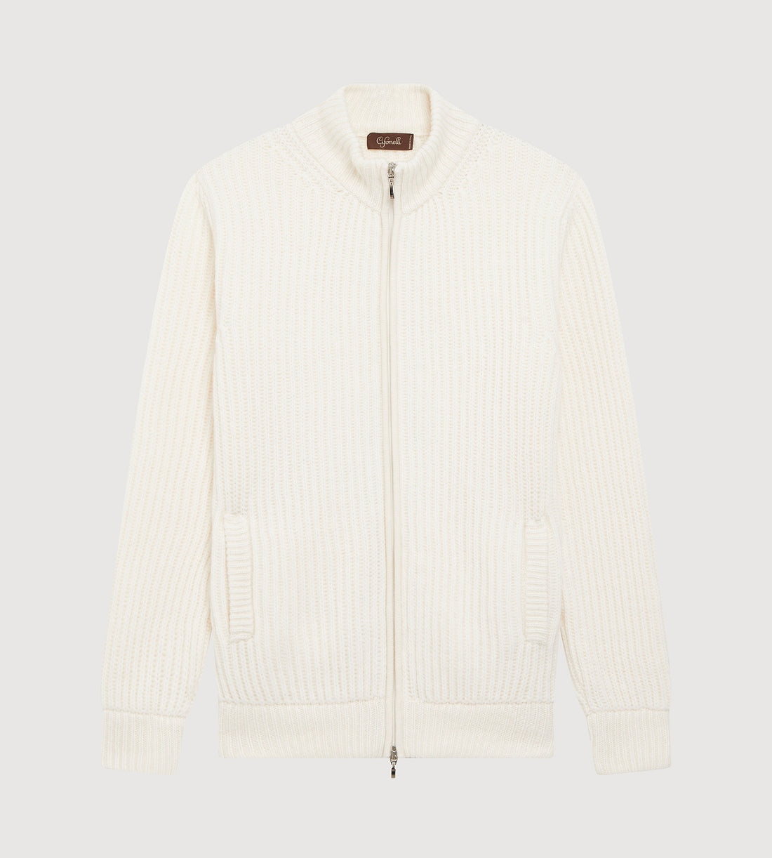 Pull à zip en laine &amp; cachemire ivoire