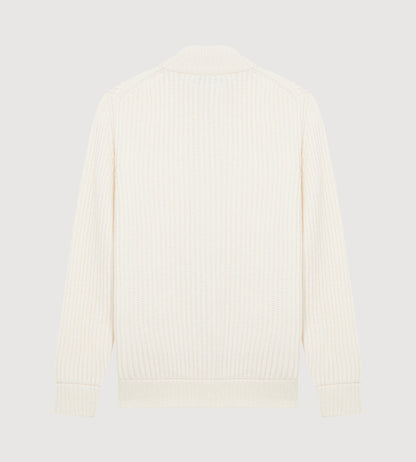 Pull à zip en laine &amp; cachemire ivoire