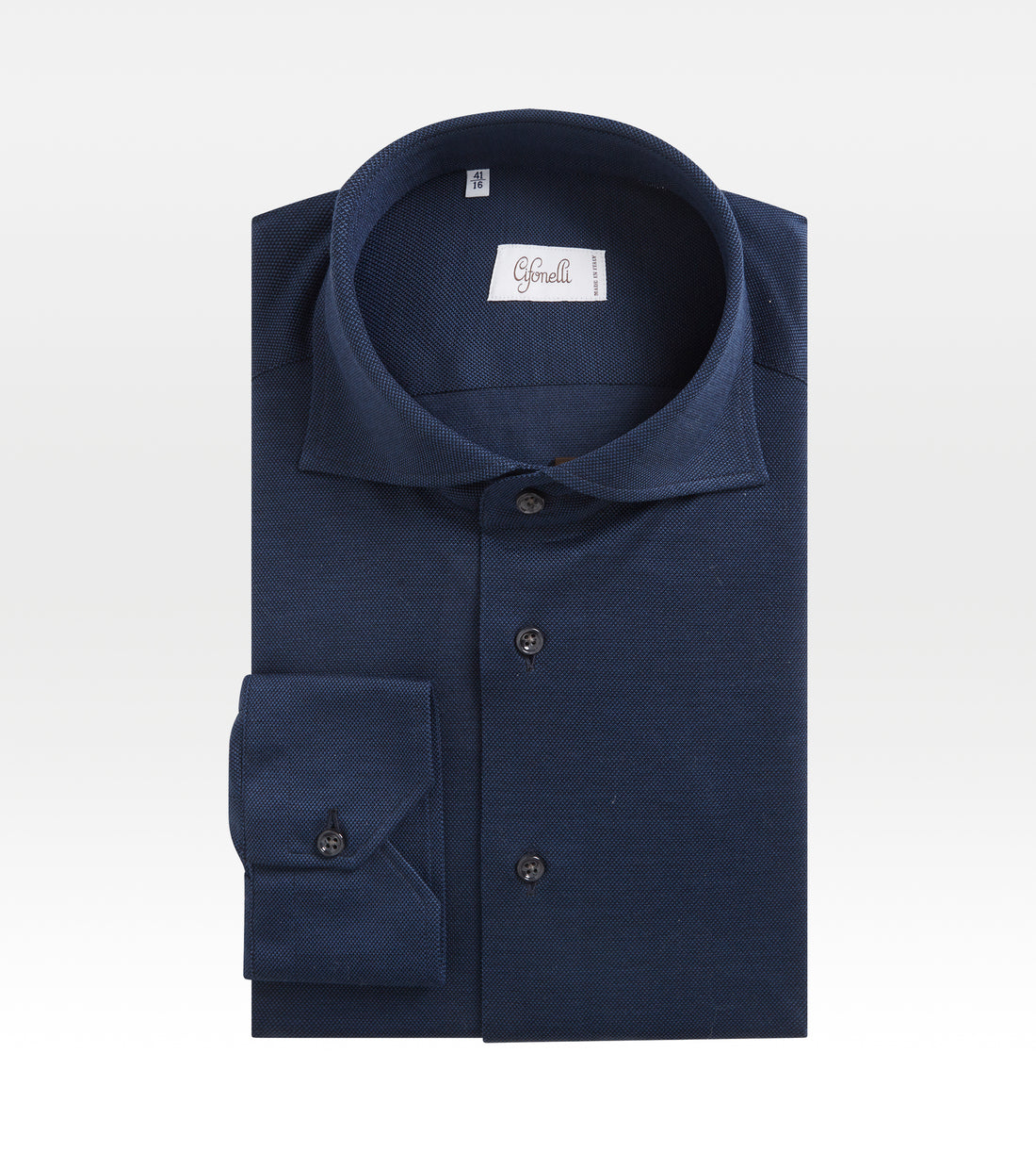 Chemise bleu marine en coton piqué