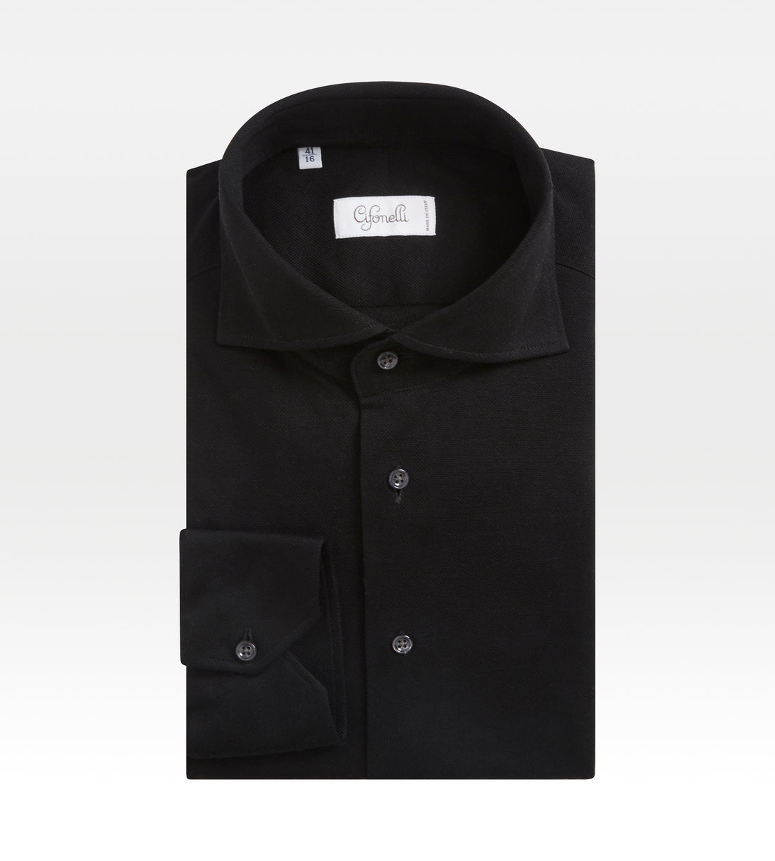 Chemise noire en coton piqué