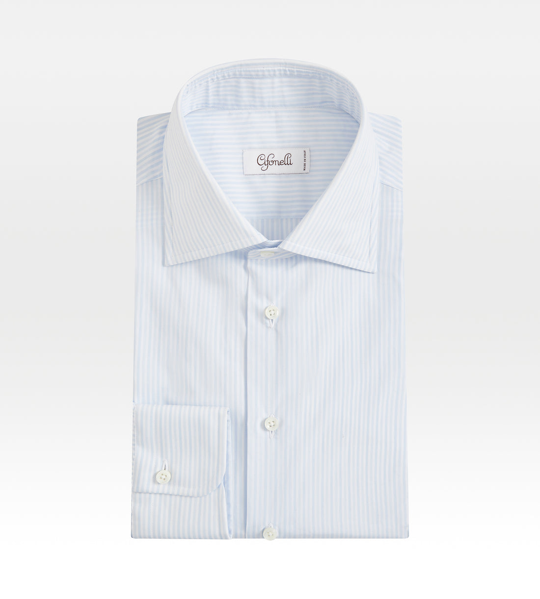 Chemise bleue en coton à doubles rayures