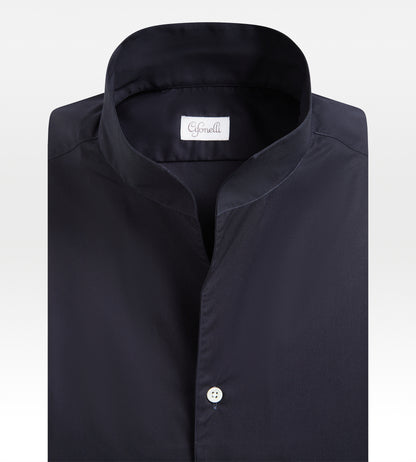 Chemise bleue à col indien