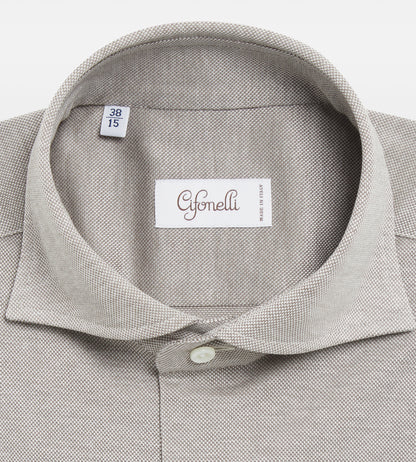 Grey cotton piqué shirt