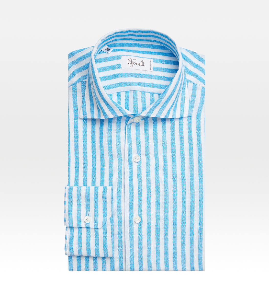 Light blue and white striped linen shirt