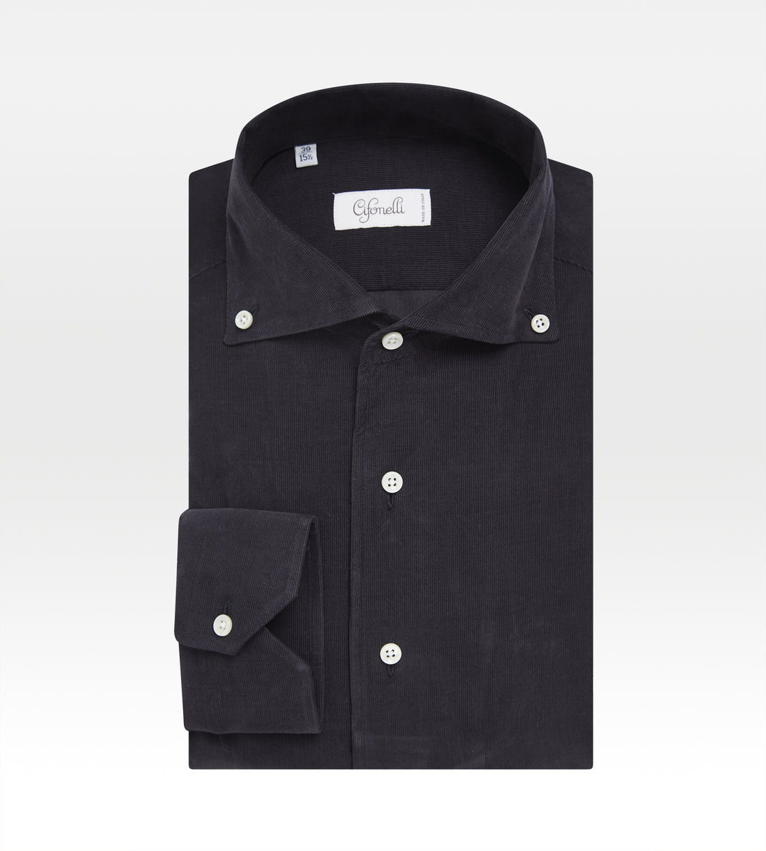Chemise bleu nuit en velours côtelé