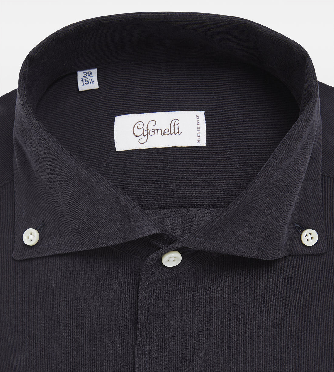 Chemise bleu nuit en velours côtelé