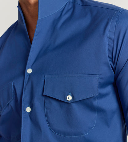 Chemise bleu cobalt à col indien