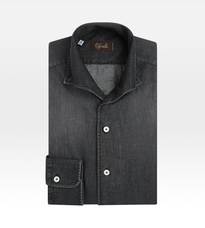 Chemise en coton gris délavé