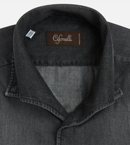 Chemise en coton gris délavé