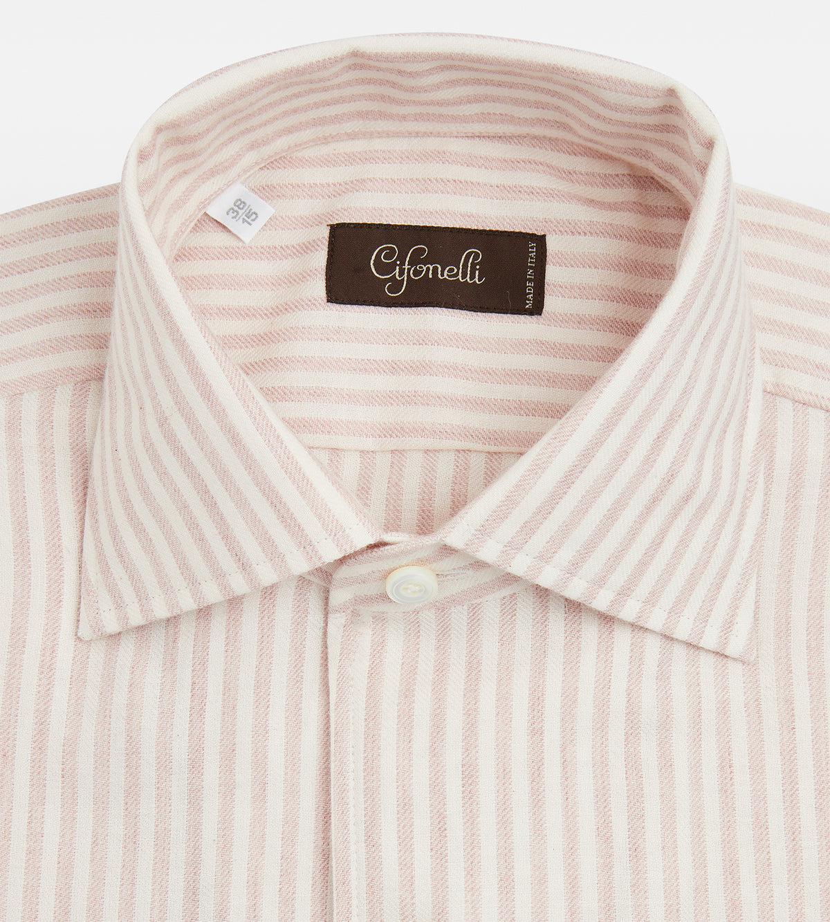 Chemise à rayures beige en coton et laine