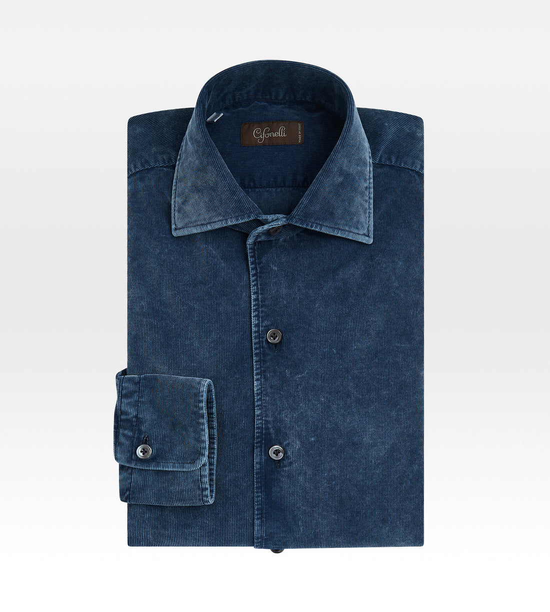 Chemise en velours côtelé bleu