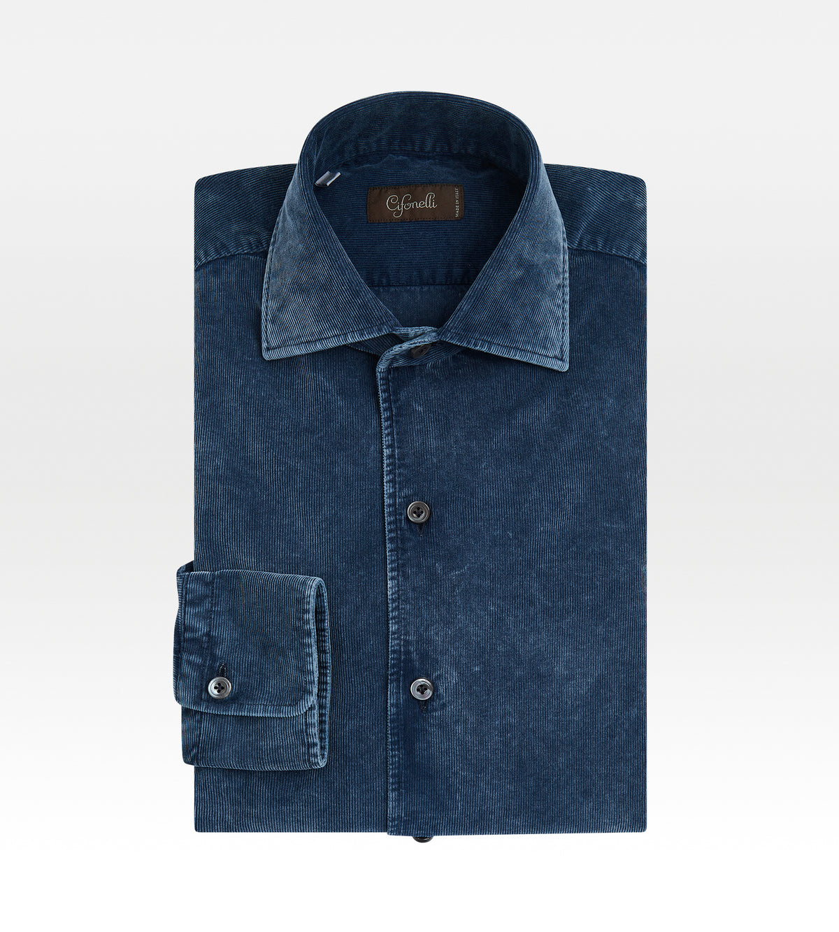 Chemise en velours côtelé bleu