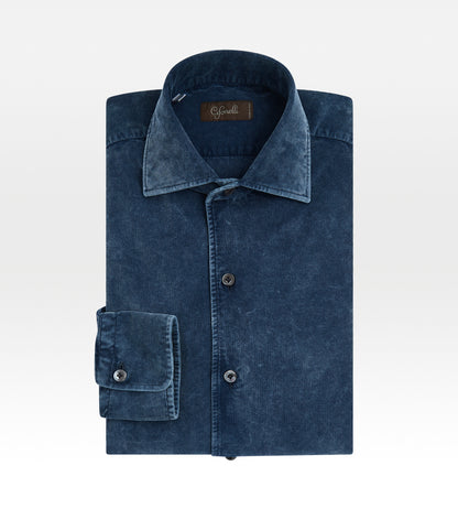 Chemise en velours côtelé bleu
