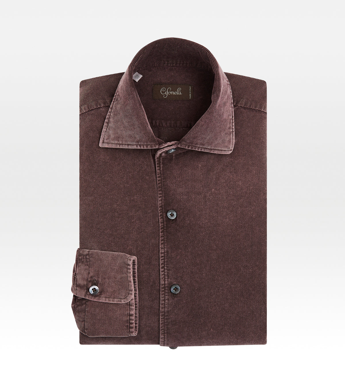 Chemise en velours côtelé marron
