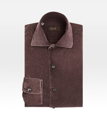 Chemise en velours côtelé marron
