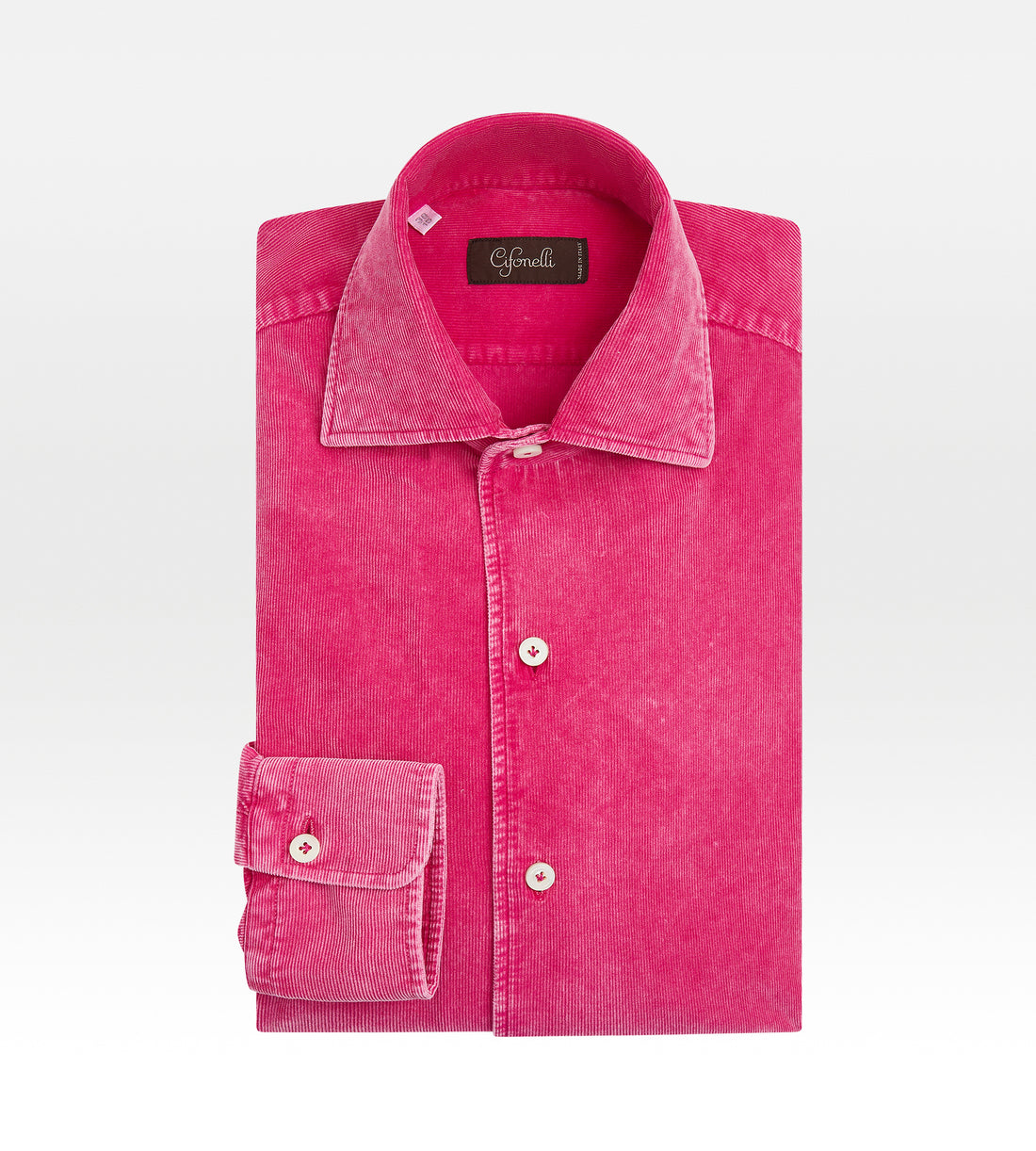 Chemise en velours côtelé rose fuchsia
