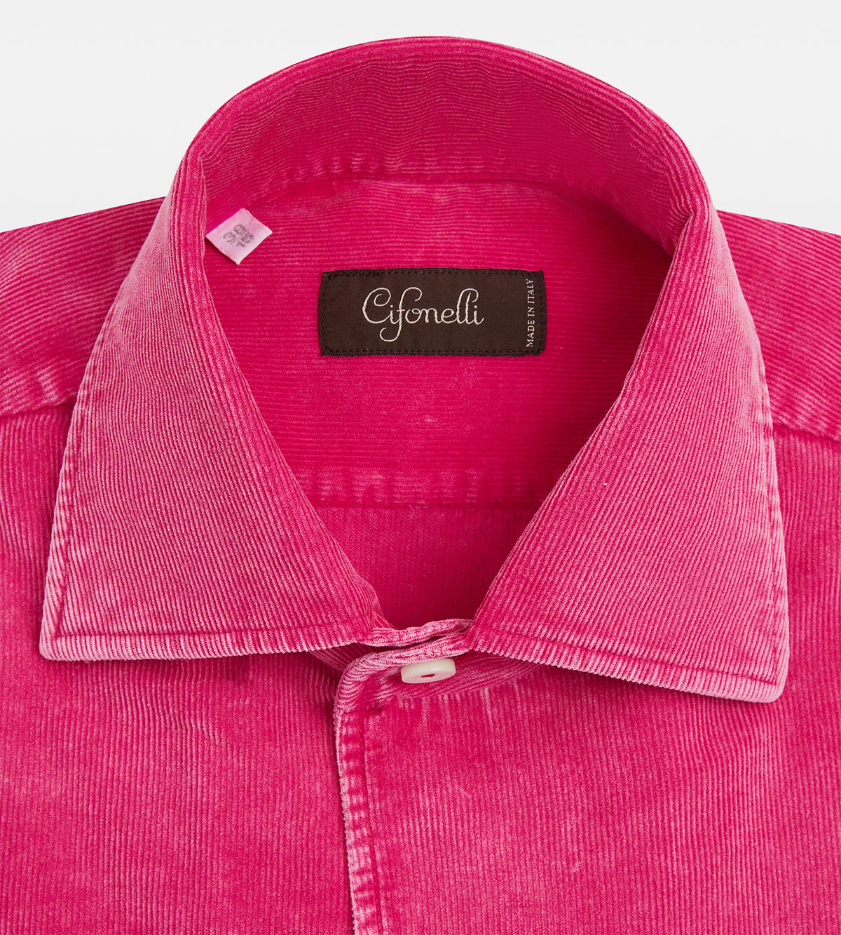 Chemise en velours côtelé rose fuchsia