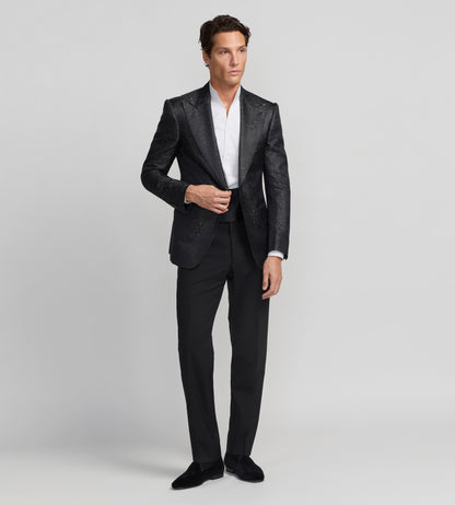 Veste de soirée noire à motifs