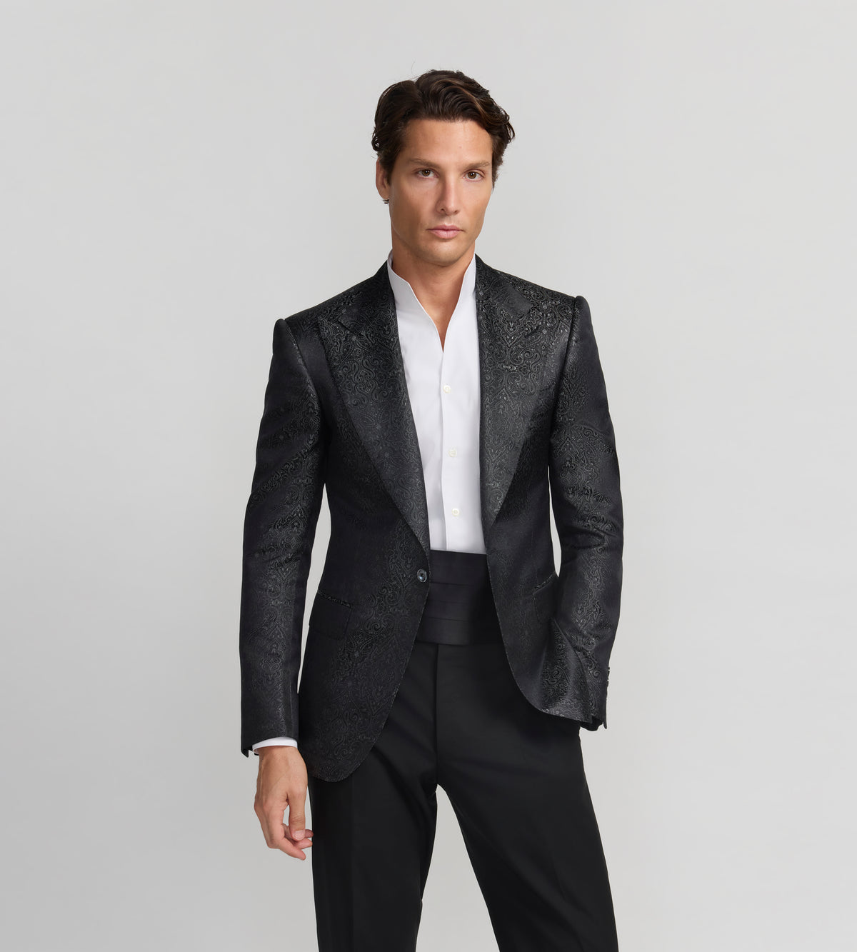 Veste de soirée noire à motifs