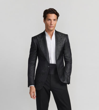 Veste de soirée noire à motifs