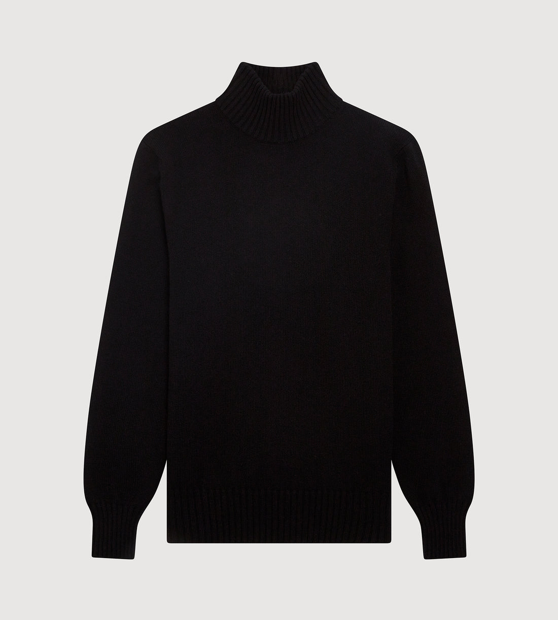 Pull noir à col cheminé en cachemire