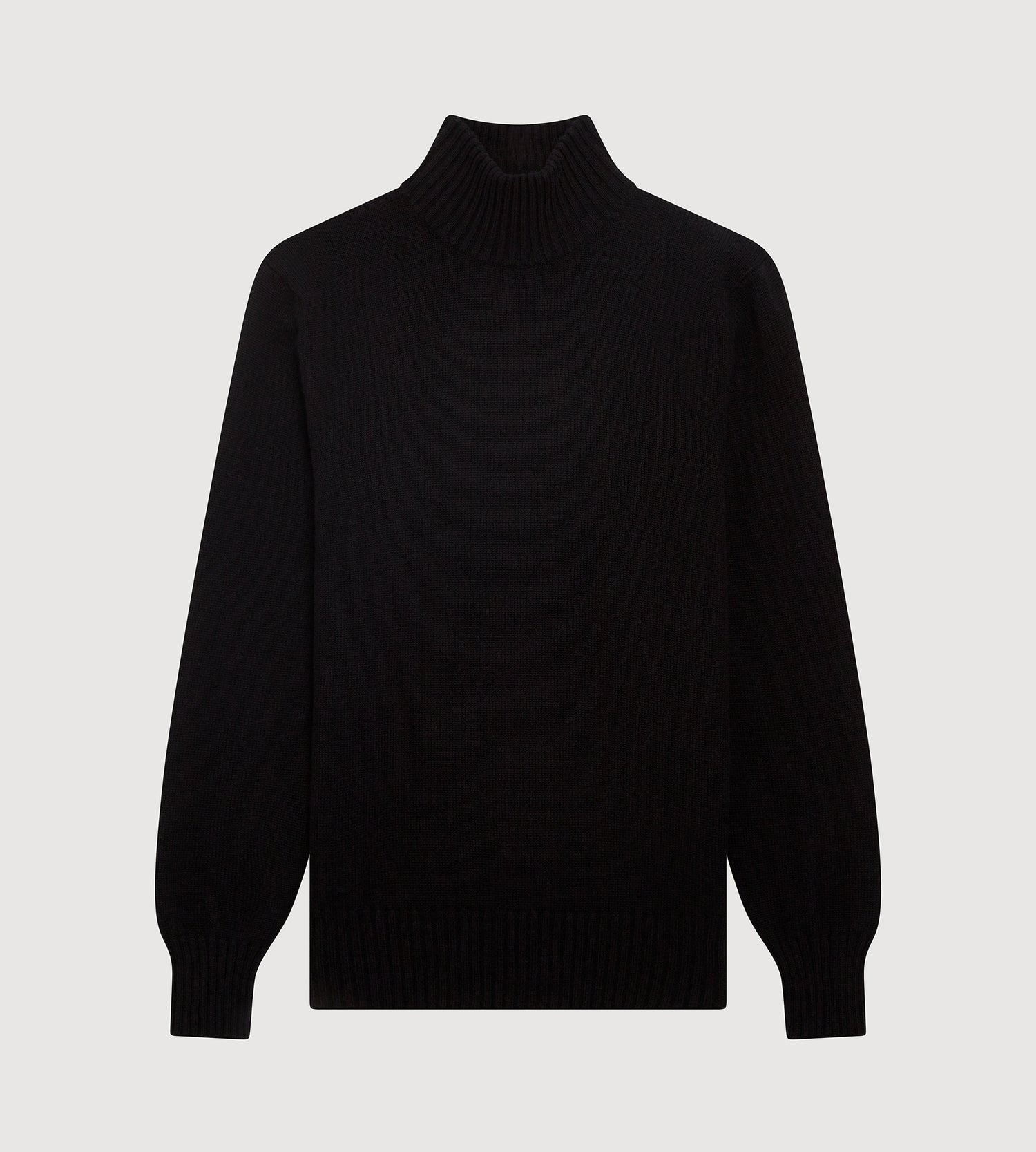 Pull noir à col cheminé en cachemire