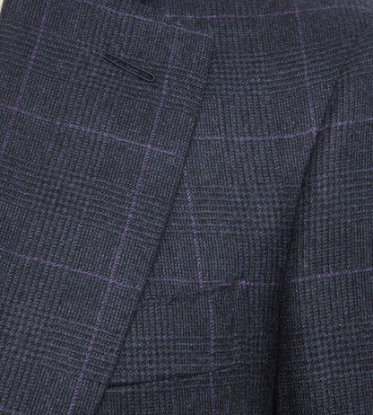 Costume 3 pièces bleu à motif Prince-de-Galles