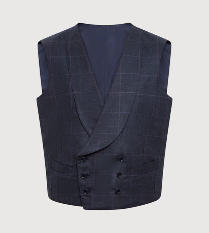 Costume 3 pièces bleu à motif Prince-de-Galles