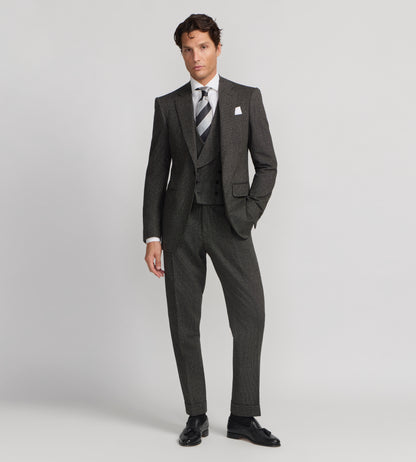 Costumes trois pièces en laine gris à motif caviar