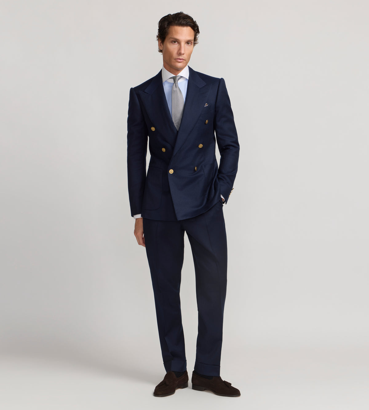 Veste 6x1 en laine vierge bleu marine