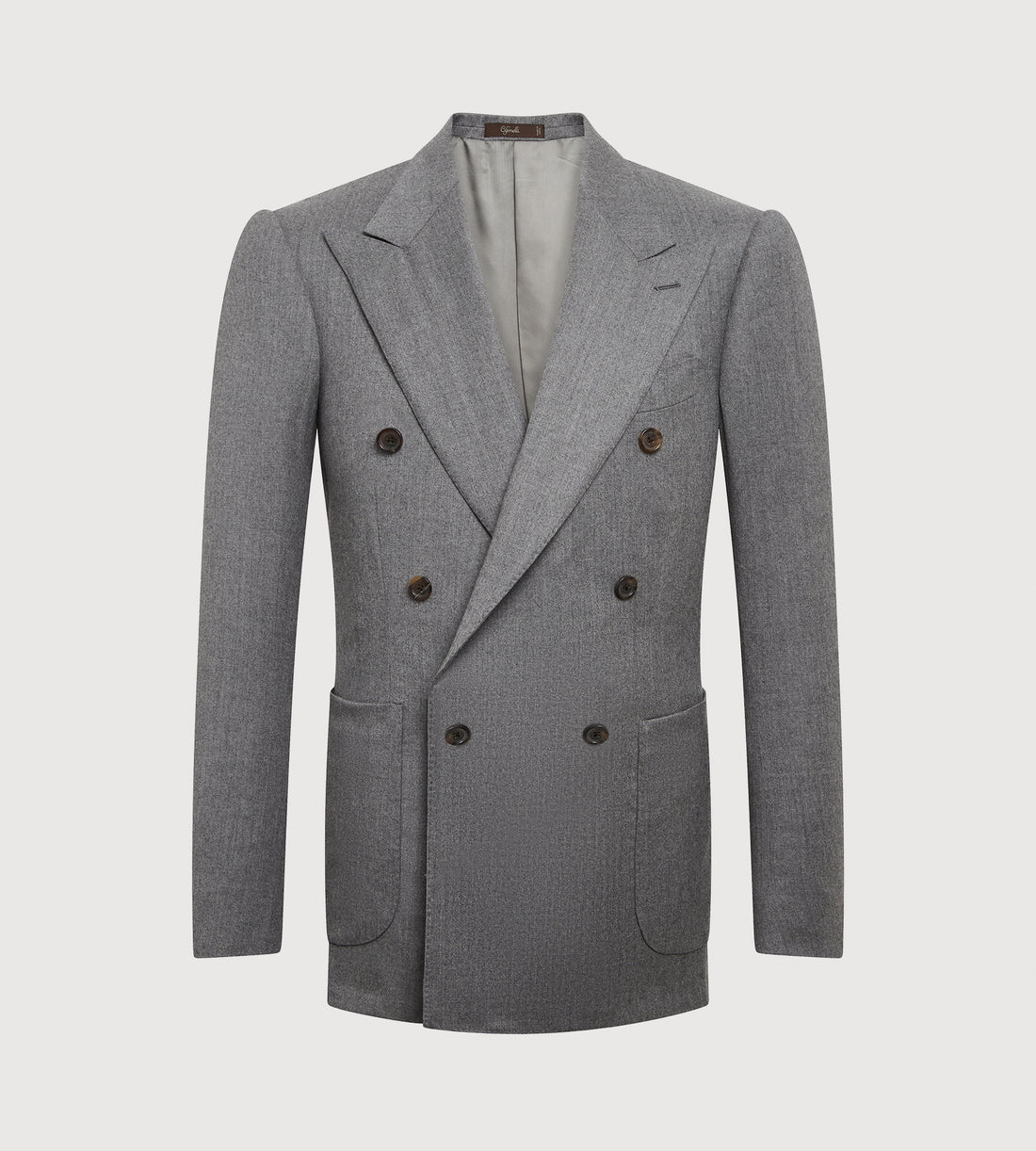 Costume croisé bas 6x1 gris clair en flanelle