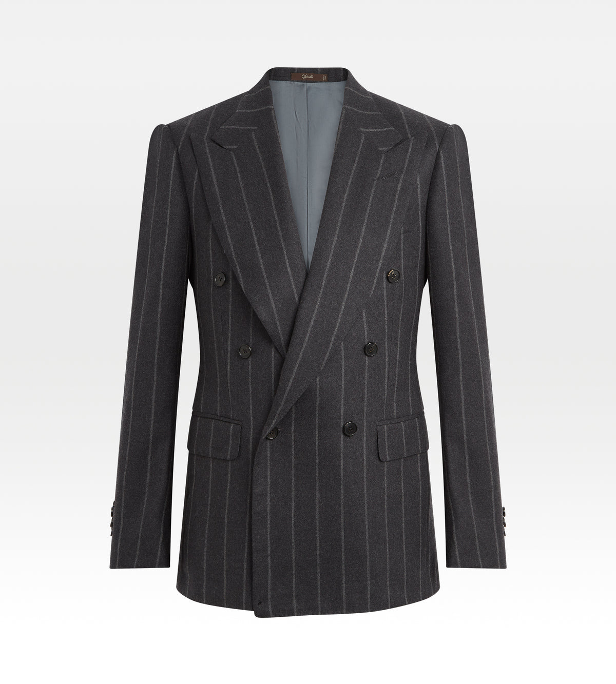 Costume 6x1 gris rayé en flanelle