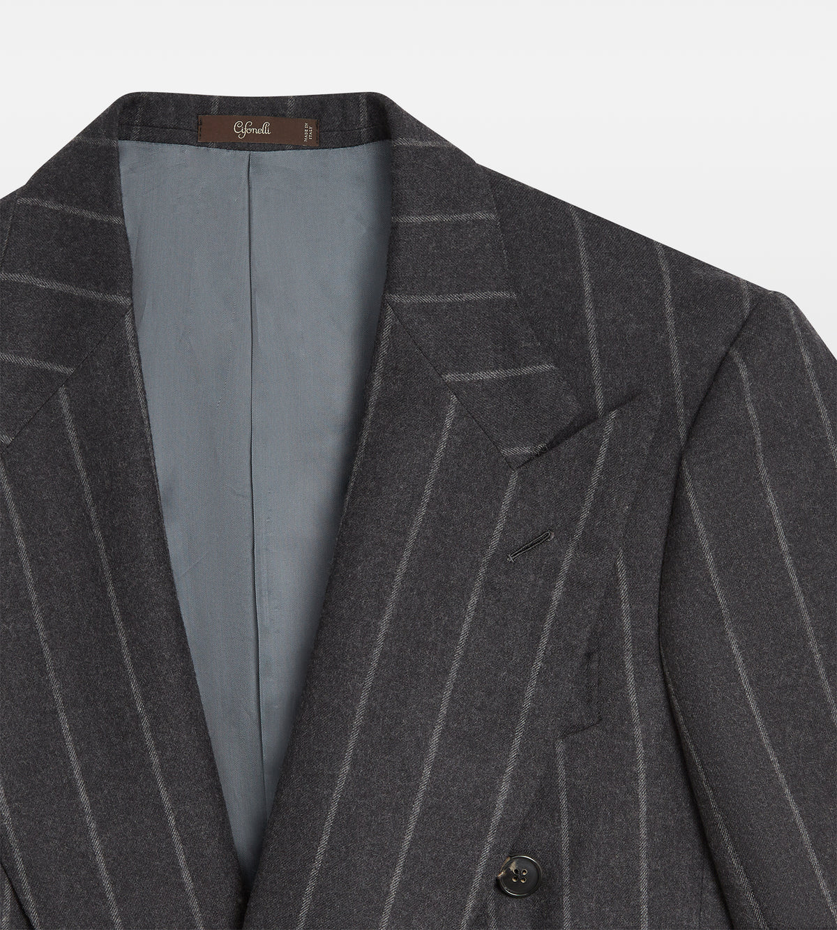 Costume 6x1 gris rayé en flanelle