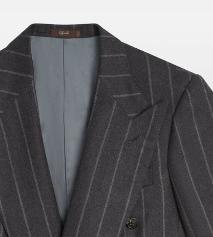 Costume 6x1 gris rayé en flanelle