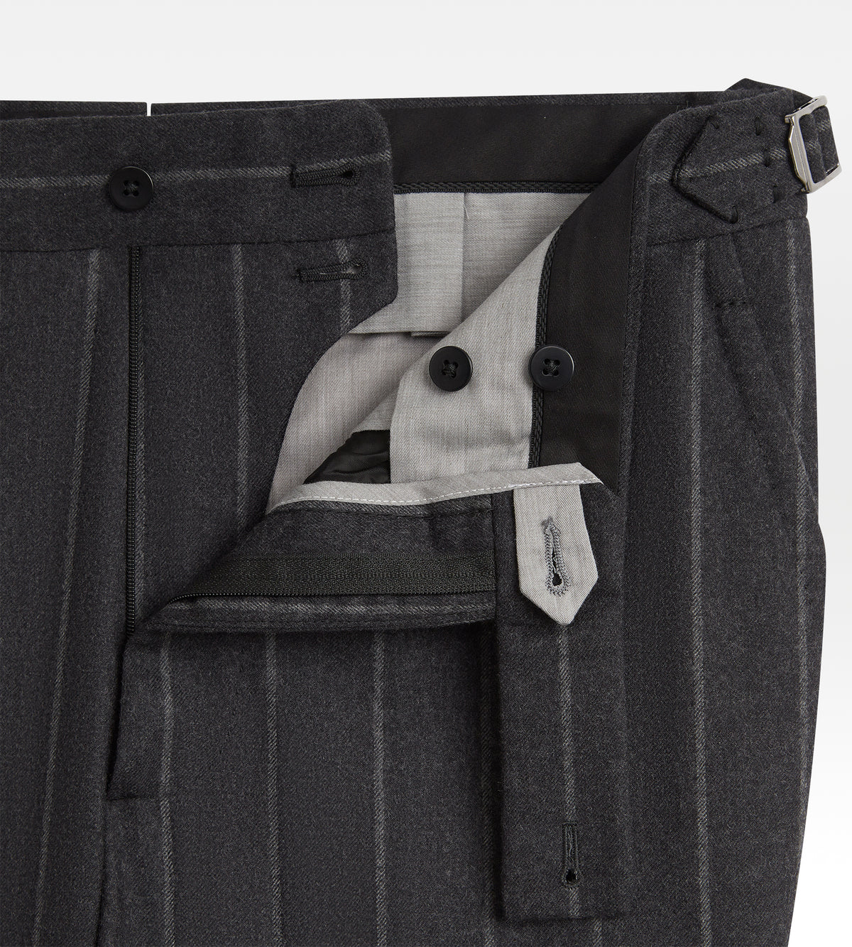 Costume 6x1 gris rayé en flanelle