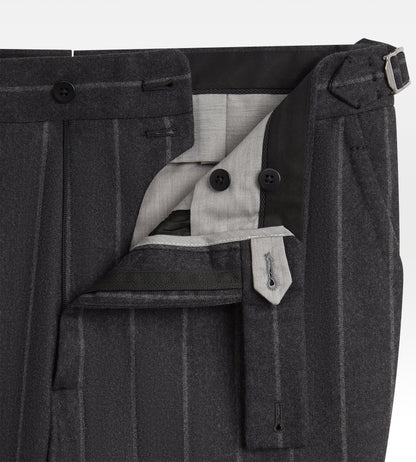 Costume 6x1 gris rayé en flanelle