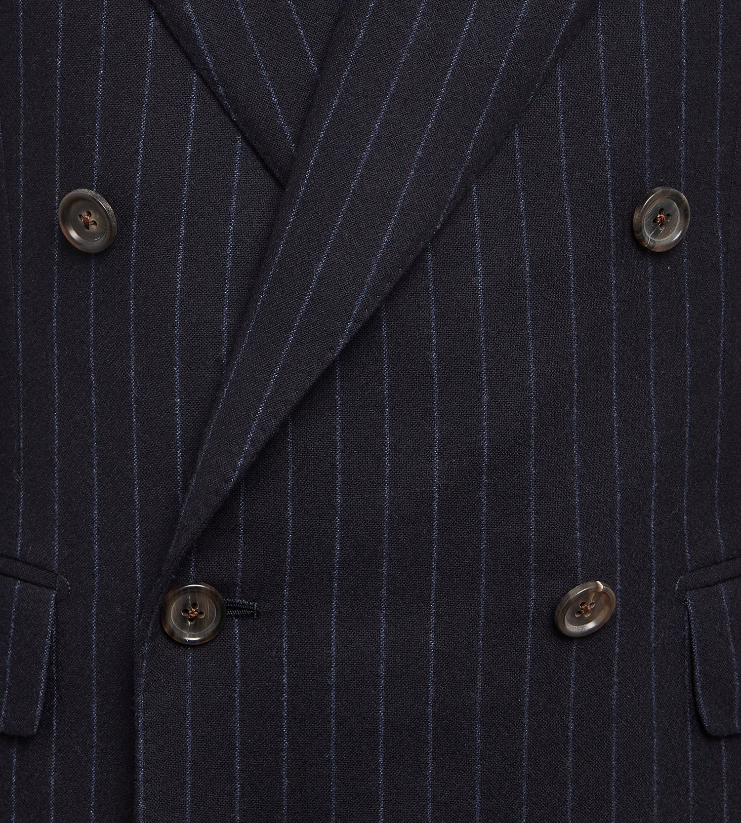 Costume croisé bas 6x1 bleu marine à rayures en flanelle